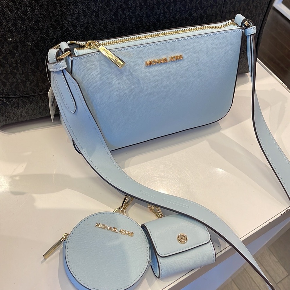 MICHAEL KORS JET SET TRAVEL SMALL SHOULDER CROSSBODY BAG WITH TECH ATTCH AIRPOD - Picture 14 of 16